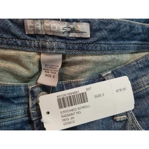The Platinum by Chicos Straight Leg Blue Jeans Women's Size 2 Stretch 33x32 - Picture 9 of 10